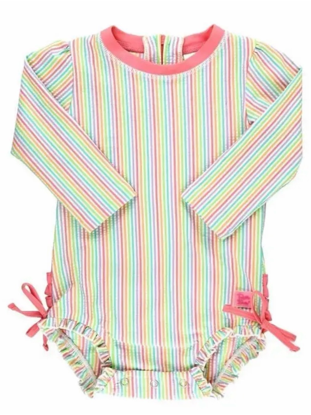 Ruffle Butts Pastel Rainbow Seersucker One-Piece Swimsuit